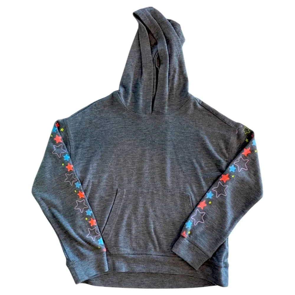 Girls Rockets of Awesome Hooded Sweatshirt, Size 6, Gray with Neon Stars